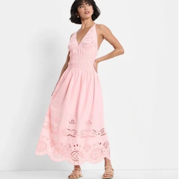 Future Collective Dresses & Skirts - Future Collective Women's Eyelet Maxi A-Line Dress Pastel Pink Size XS